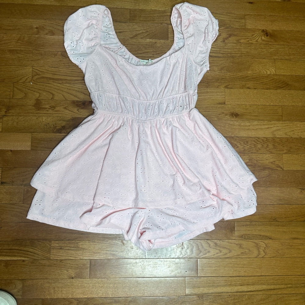 Eyelet Scoop-Neck Romper